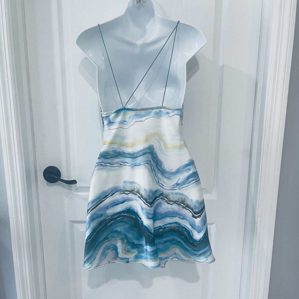 NWT UO Urban Outfitters Y2K Mini Dress Women XS Julia Asymmetrical Festival Blue - Picture 6 of 12